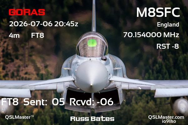 QSL Master Card for M8SFC QSO with G0RAS