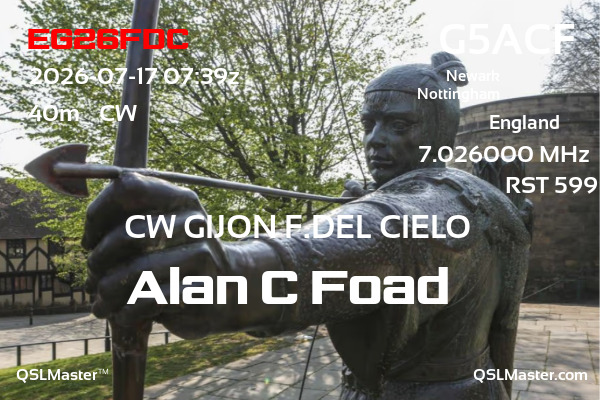 QSL Master Card for G5ACF QSO with EG26FDC