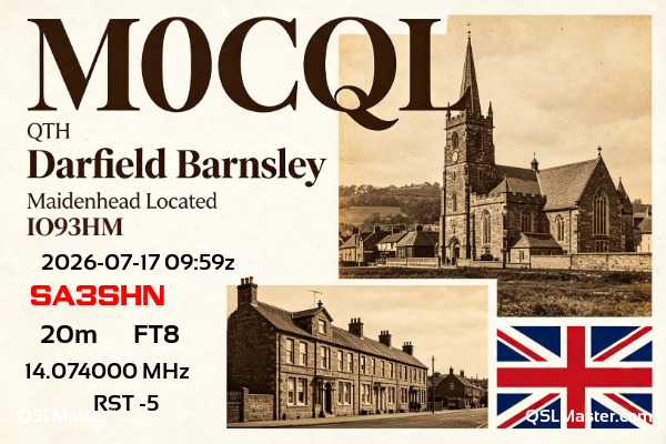 QSL Master Card for M0CQL QSO with SA3SHN