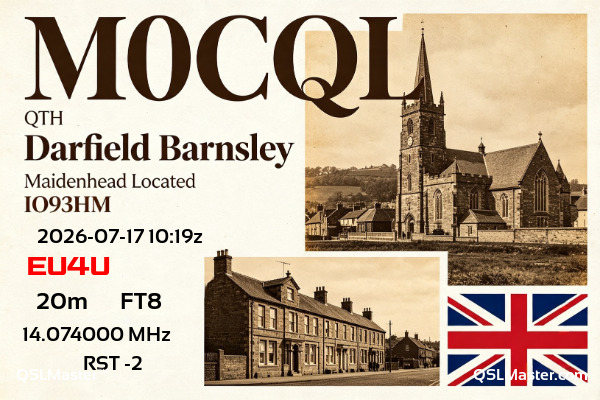 QSL Master Card for M0CQL QSO with EU4U