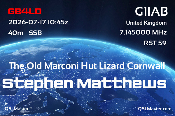 QSL Master Card for G1IAB QSO with GB4LD