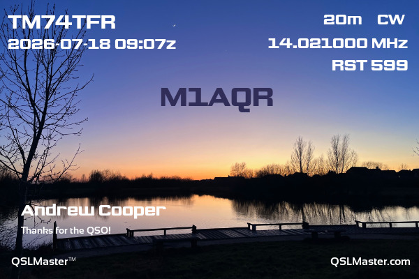 QSL Master Card for M1AQR QSO with TM74TFR