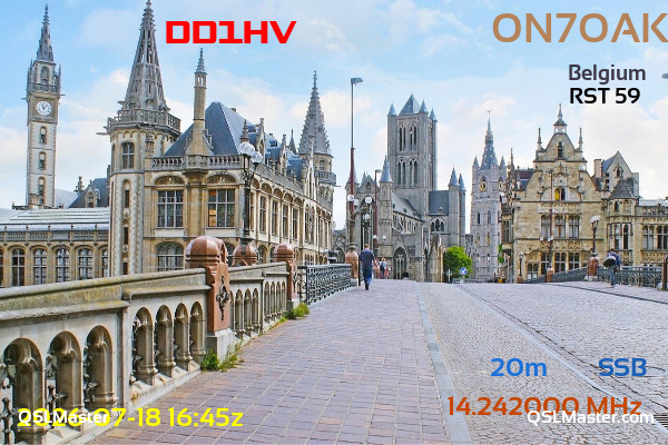 QSL Master Card for ON7OAK QSO with DD1HV