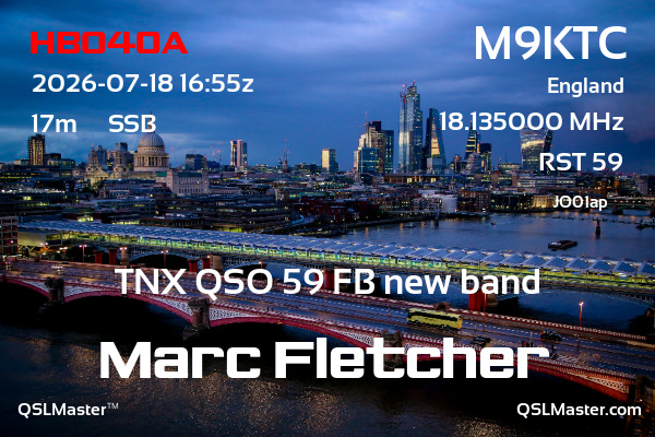 QSL Master Card for M9KTC QSO with HB040A