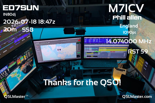 QSL Master Card for M7ICV QSO with ED7SUN