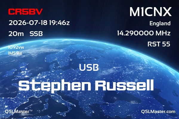 QSL Master Card for M1CNX QSO with CR5BV