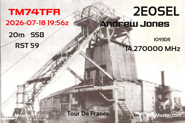 QSL Master Card for 2E0SEL QSO with TM74TFR