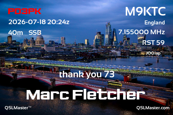 QSL Master Card for M9KTC QSO with PD3PK