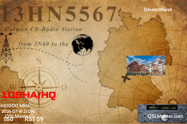 QSL Master Card for 13HN5567 QSO with 109HA/HQ
