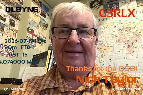 QSL Master Card for G3RLX QSO with DL9YNG