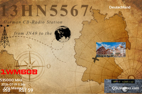 QSL Master Card for 13HN5567 QSO with 1WM608
