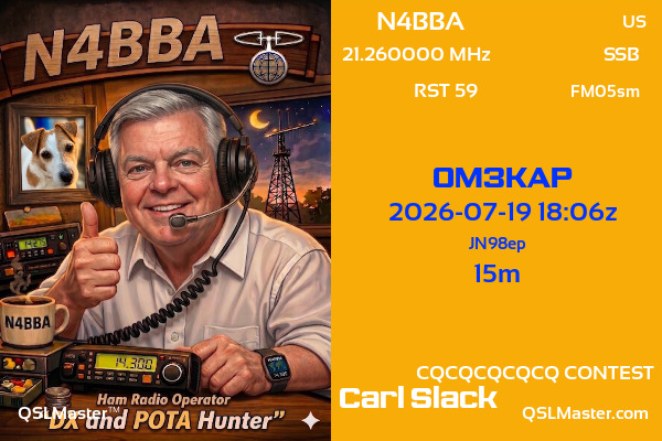 QSL Master Card for N4BBA QSO with OM3KAP