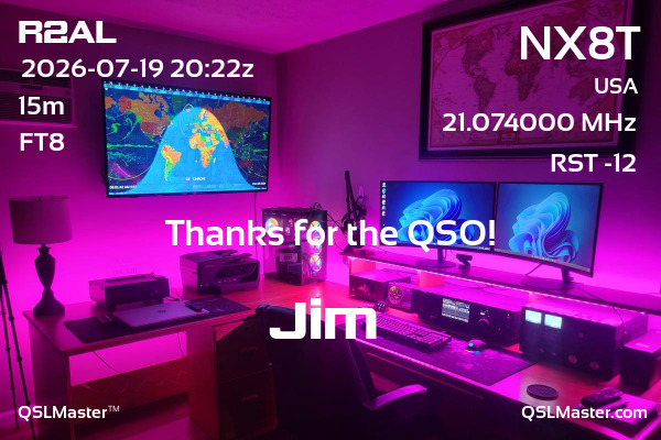 QSL Master Card for NX8T QSO with R2AL