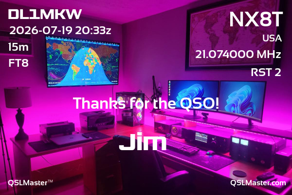 QSL Master Card for NX8T QSO with DL1MKW