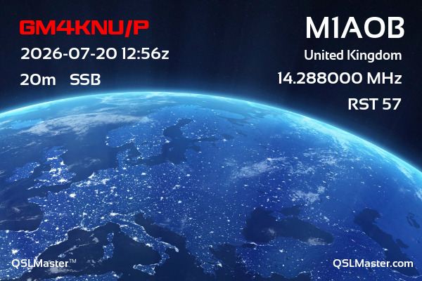 QSL Master Card for M1AOB QSO with GM4KNU/P
