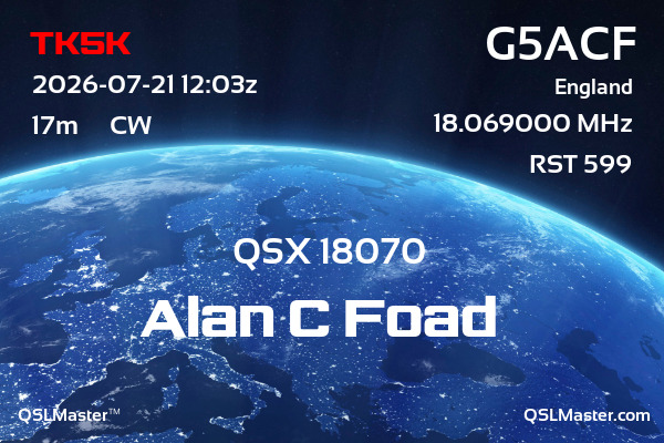 QSL Master Card for G5ACF QSO with TK5K