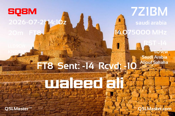 QSL Master Card for 7Z1BM QSO with SQ8M
