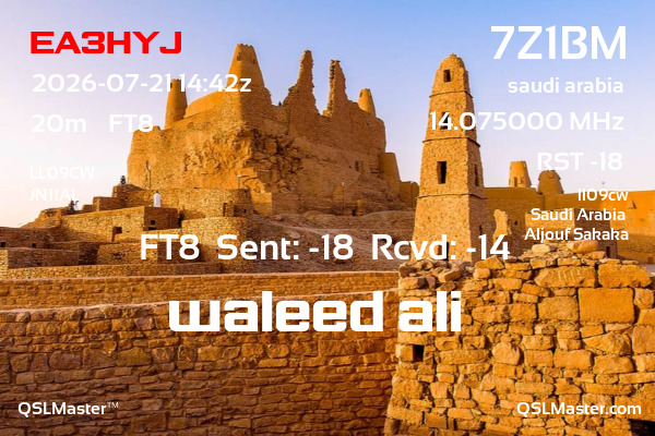 QSL Master Card for 7Z1BM QSO with EA3HYJ
