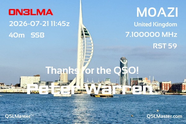 QSL Master Card for M0AZI QSO with ON3LMA