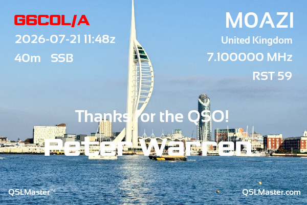 QSL Master Card for M0AZI QSO with G6COL/A