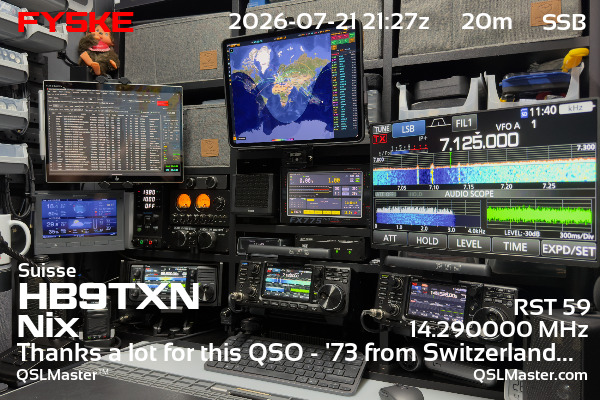 QSL Master Card for HB9TXN QSO with FY5KE