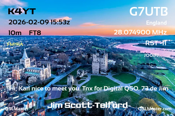QSL Master Card for G7UTB QSO with K4YT