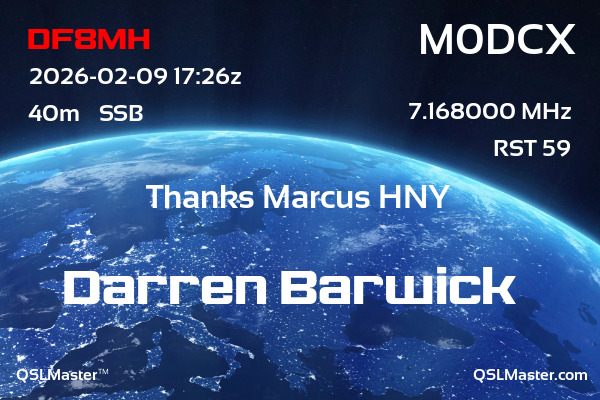 QSL Master Card for M0DCX QSO with DF8MH