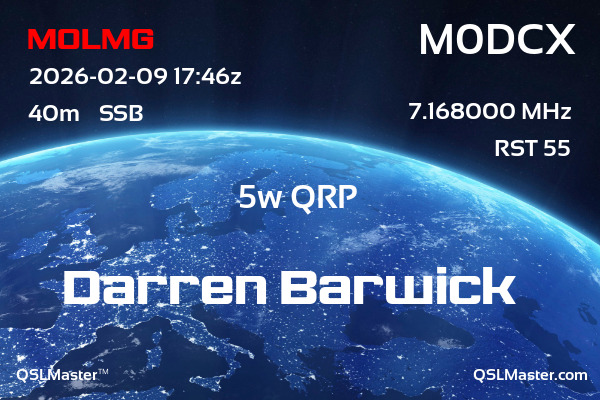 QSL Master Card for M0DCX QSO with M0LMG