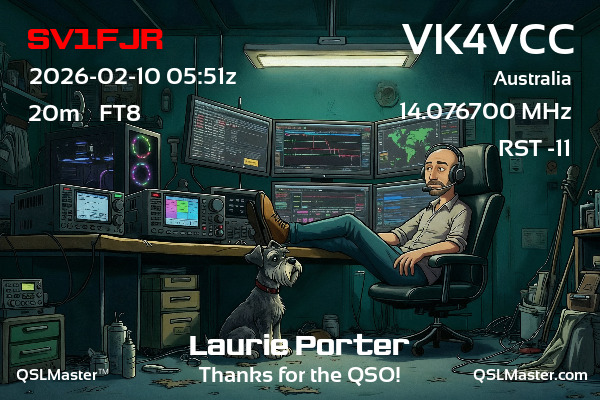 QSL Master Card for VK4VCC QSO with SV1FJR