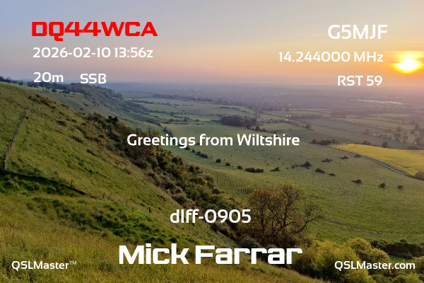 QSL Master Card for G5MJF QSO with DQ44WCA