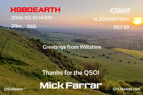 QSL Master Card for G5MJF QSO with HG80EARTH