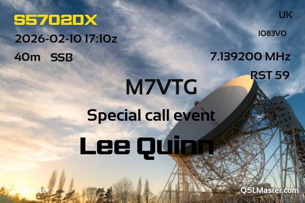 QSL Master Card for M7VTG QSO with S5702DX