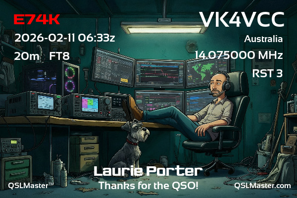 QSL Master Card for VK4VCC QSO with E74K