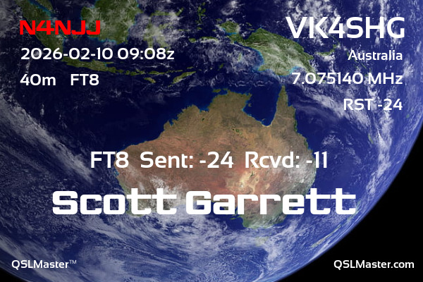 QSL Master Card for VK4SHG QSO with N4NJJ