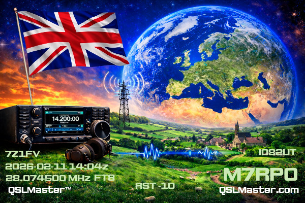 QSL Master Card for M7RPO QSO with 7Z1FV