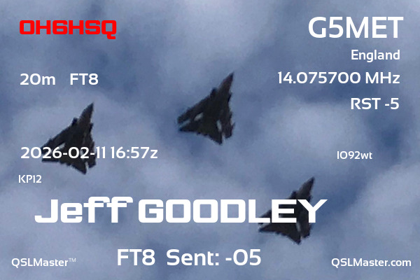 QSL Master Card for G5MET QSO with OH6HSQ
