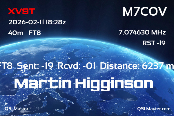 QSL Master Card for M7COV QSO with XV9T