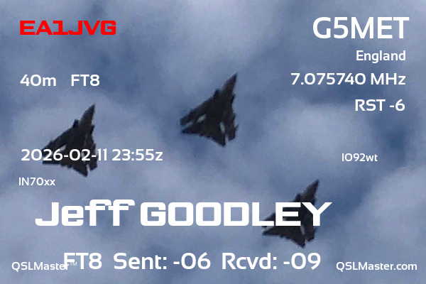 QSL Master Card for G5MET QSO with EA1JVG