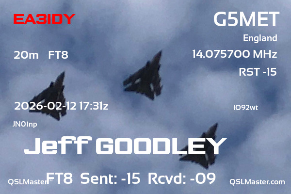 QSL Master Card for G5MET QSO with EA3IDY