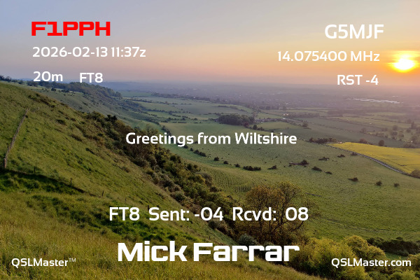 QSL Master Card for G5MJF QSO with F1PPH