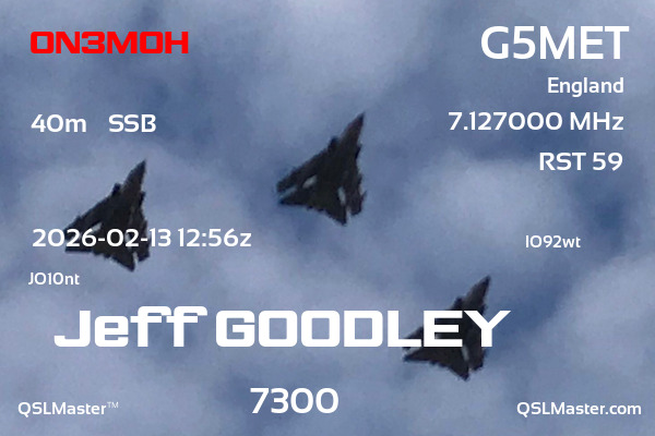QSL Master Card for G5MET QSO with ON3MOH