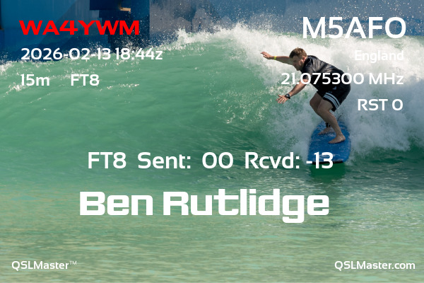 QSL Master Card for M5AFO QSO with WA4YWM