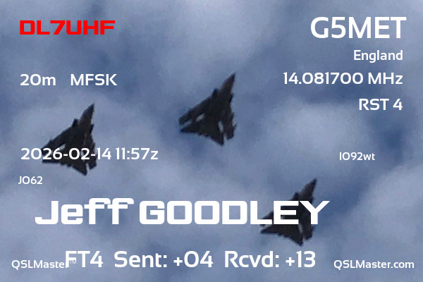 QSL Master Card for G5MET QSO with DL7UHF