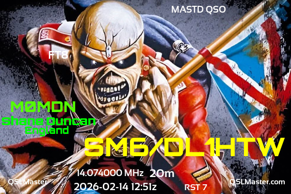 QSL Master Card for M0MDN QSO with SM6/DL1HTW