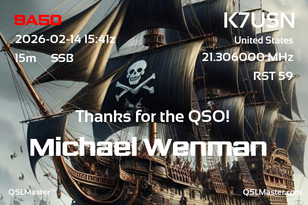 QSL Master Card for K7USN QSO with 9A5O