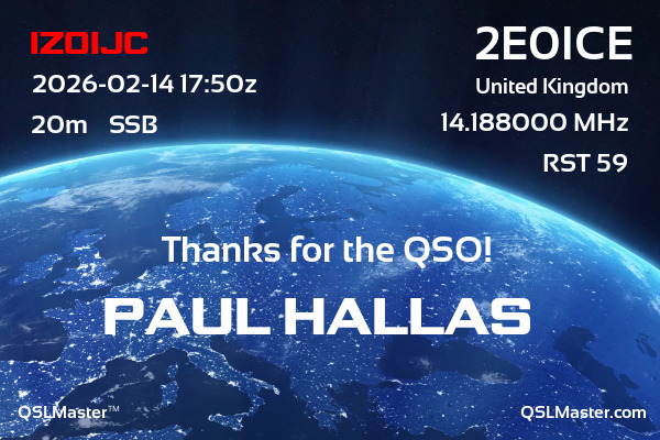 QSL Master Card for 2E0ICE QSO with IZ0IJC