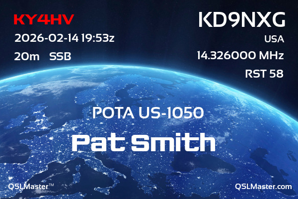 QSL Master Card for KD9NXG QSO with KY4HV