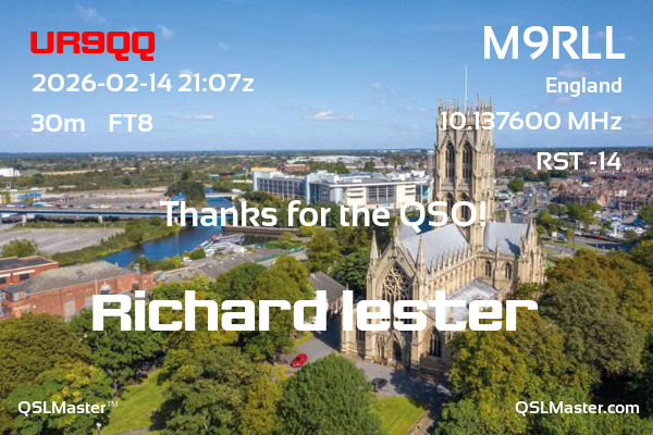QSL Master Card for M9RLL QSO with UR9QQ