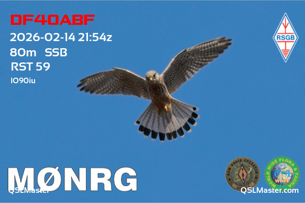 QSL Master Card for M0NRG QSO with DF40ABF