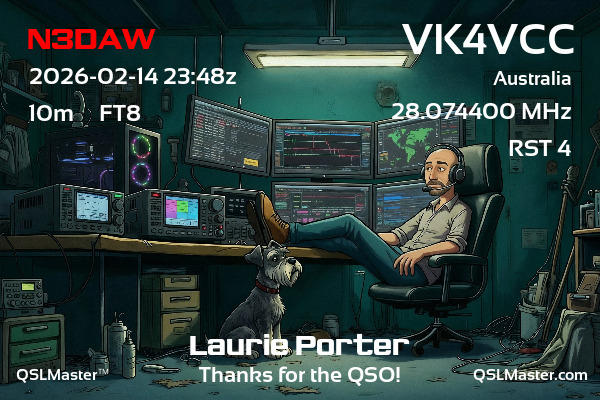 QSL Master Card for VK4VCC QSO with N3DAW